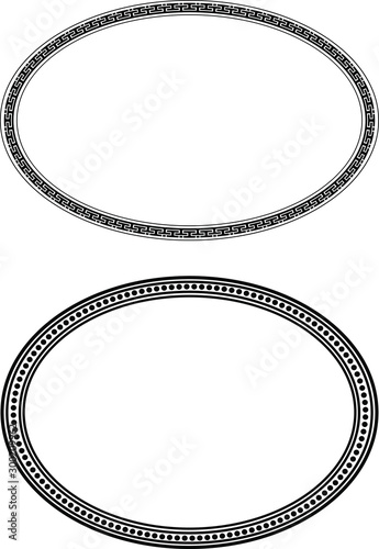 Pair of black strict oval frames for your design