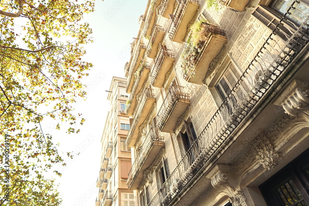 Barcelona balconies facade