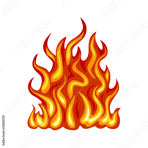 Fire isolated on white background. Bonfire icon. Vector illustration in simple cartoon flat style.