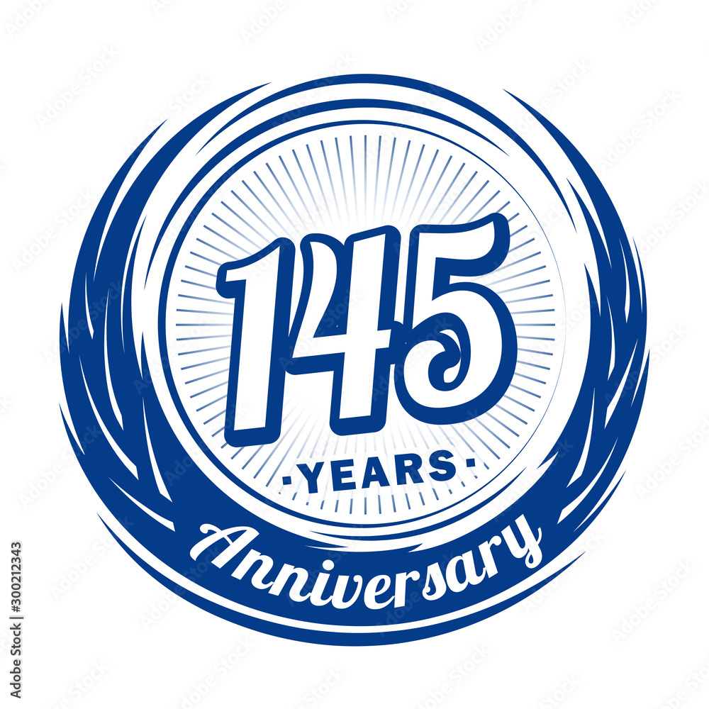 One hundred and forty-five years anniversary celebration logotype. 145th anniversary logo. Vector and illustration.