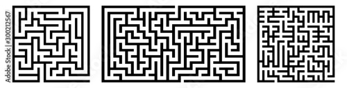 Set Of Vector Mazes. Rectangle Labyrinth Illustrations