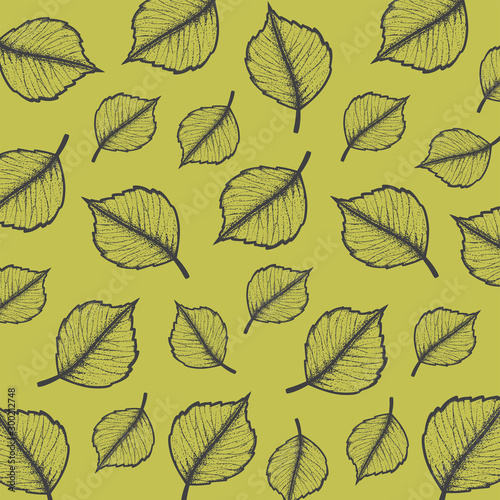 Pattern illustration in hand drawn style with leaves. Autumn design. For design textiles  fabric  packaging  paper  surface decoration  background.