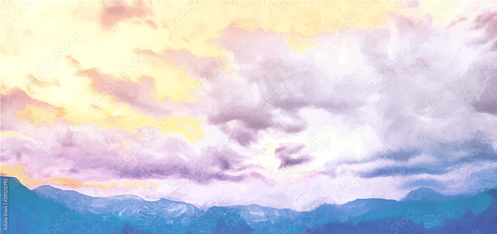 Beatiful Sky with Clouds Artistic Craft Painting Beatiful Sky with Clouds Artistic Craft Painting