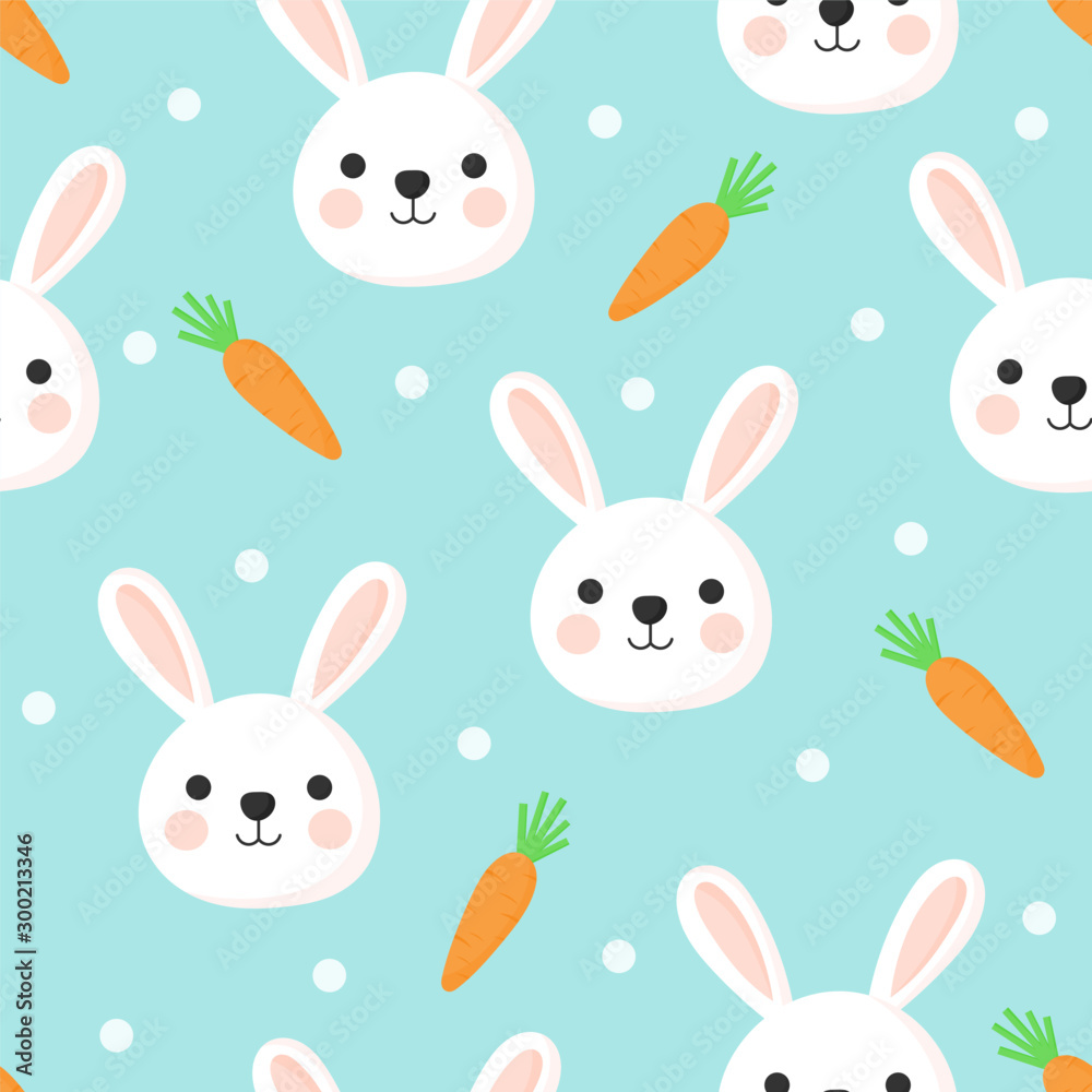 seamless pattern easter rabbit. bunny cartoon style. isolated on blue background. vector illustration. seamless pattern easter rabbit. bunny cartoon style. isolated on blue background. vector illustration.