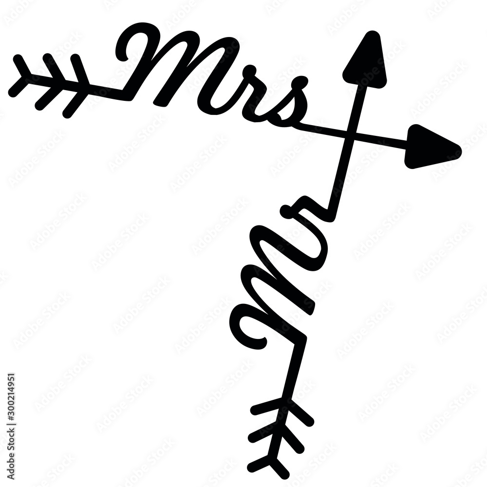 Obraz premium Mrs, Mr, arrows, vector illustration