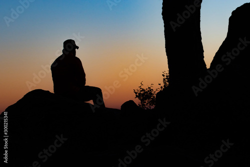 silhouette of man on background of sunset © F42PIX