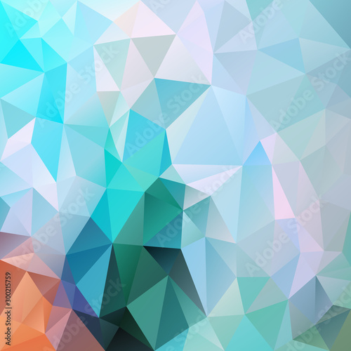 Fototapeta Naklejka Na Ścianę i Meble -  vector abstract irregular polygon square background - triangle low poly pattern - color arctic blue mint green orange
