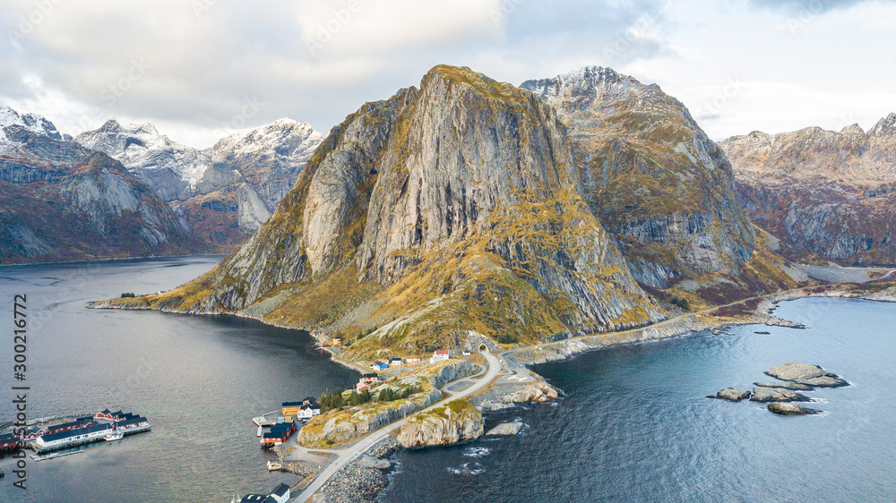 amazing view of reine fishing town at lofoten islands, norway