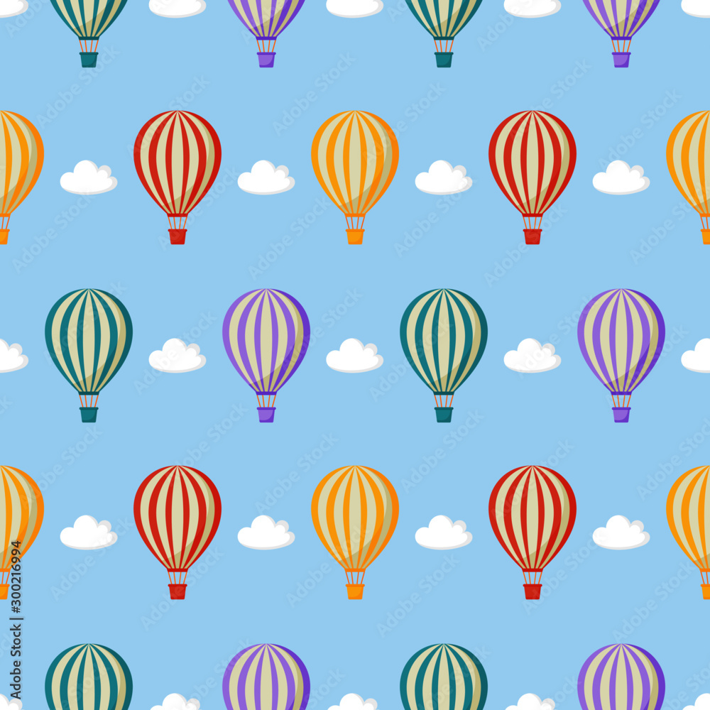 seamless pattern balloon, clouds. kawaii wallpaper on blue background. baby cute pastel colors. vector Illustration. seamless pattern balloon, clouds. kawaii wallpaper on blue background. baby cute pastel colors. vector Illustration.