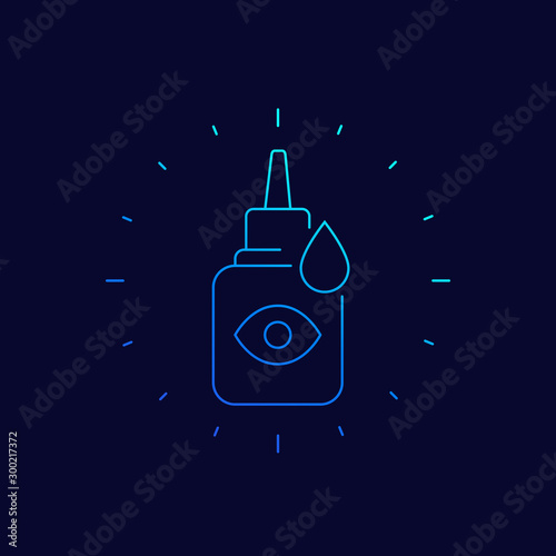 Eye drops bottle vector linear icon