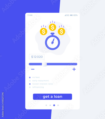Fast loan app, mobile ui design