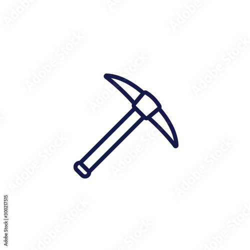 pick axe icon on white, line