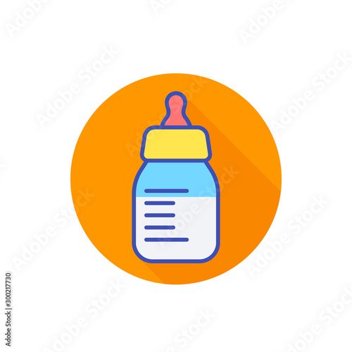Baby bottle with milk icon