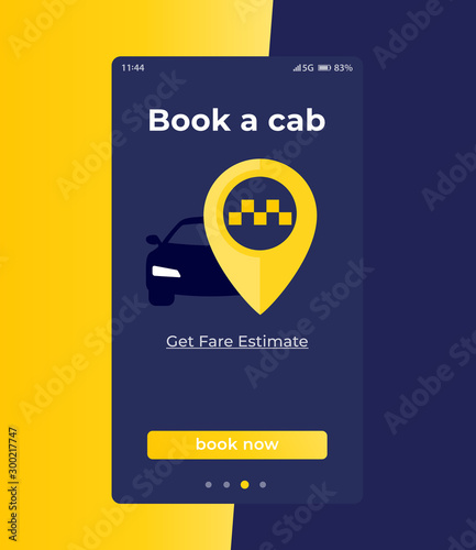 Book a cab app ui, vector