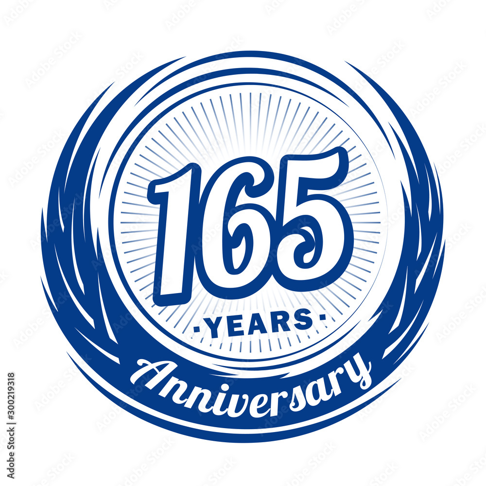 One hundred and sixty-five years anniversary celebration logotype. 165th anniversary logo. Vector and illustration.