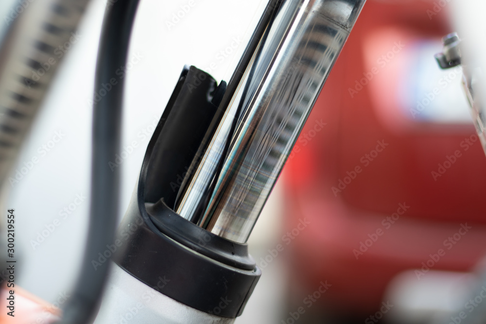 Amortization oil strut motorcycle. Close-up. Amortization oil strut motorcycle. Close-up.