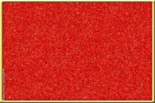 abstract red background with crystal texture in a gold frame