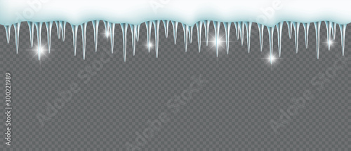 Obraz na płótnie Icicles Hanging From Snow Top 3d Transparent Vector Element