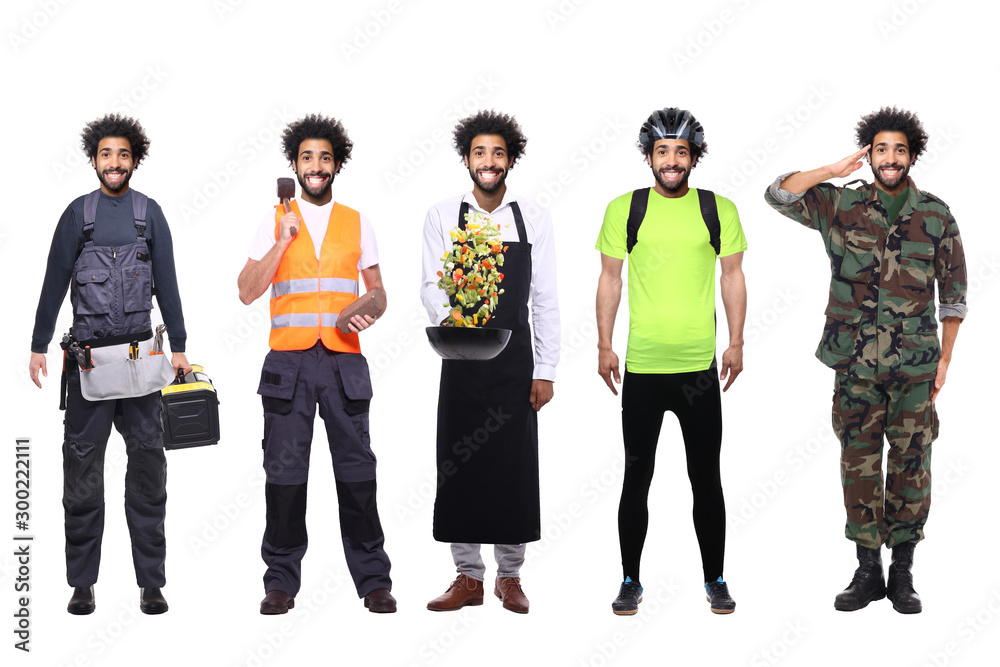 group of working people in front of a white background group of working people in front of a white background