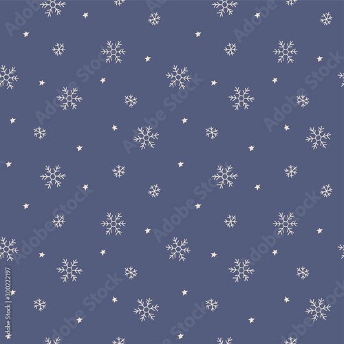 Snowflakes in doodle style. Winter snow seamless pattern