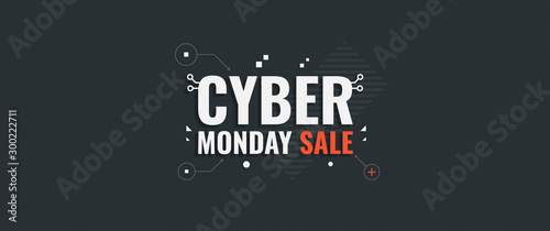 Cyber monday. Vector background for Cyber Monday Sale. Sale banner with geometric shapes and text.