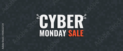 Cyber monday. Vector background for Cyber Monday Sale. Sale banner with geometric shapes and text.