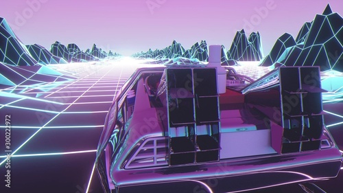 Cyberpunk car in 80s style ...