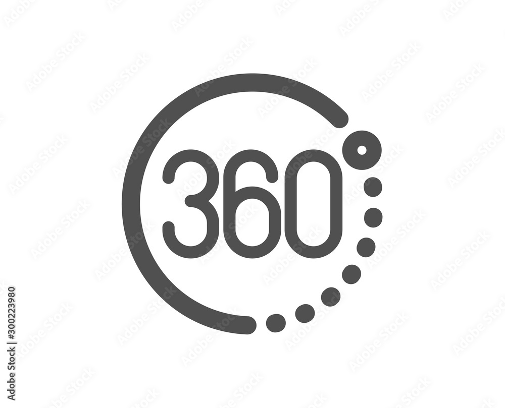 Vr Simulation Sign. 360 Degrees Icon. Panoramic View Symbol. Classic 