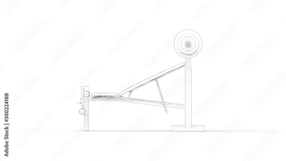 Bench press installation 3d rendering isolated in white background