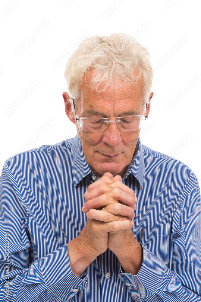 Portrait praying senior man Portrait praying senior man