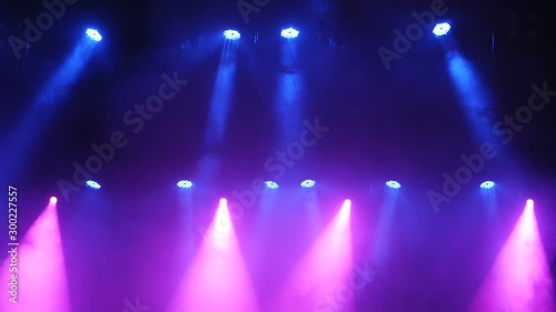 Free stage with lights. Stage lighting background. Concert light.