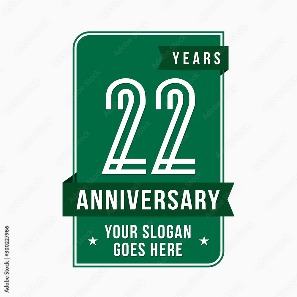 22 years anniversary design template. Twenty-two years celebration logo ...