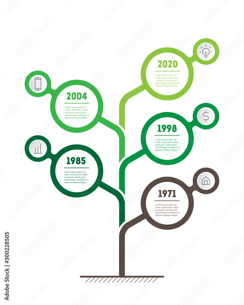 Timeline or infographics. Development and growth of the business. Vertical Time line with 5 options. Green technology presentation with five parts, steps or processes. Timeline or infographics. Development and growth of the business. Vertical Time line with 5 options. Green technology presentation with five parts, steps or processes.