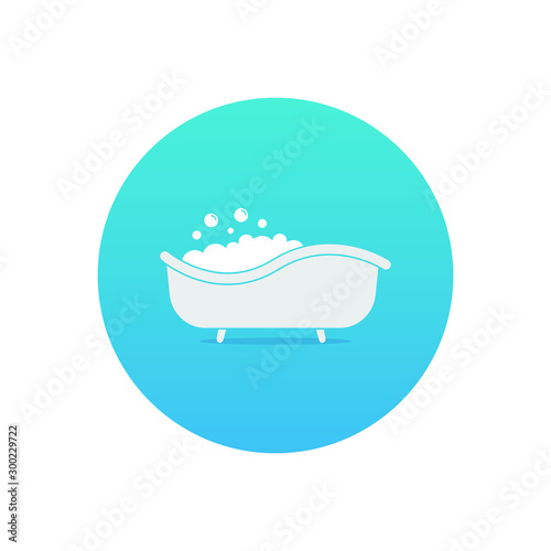 Bathtub with bubbles icon design isolated on white background. Vector illustration