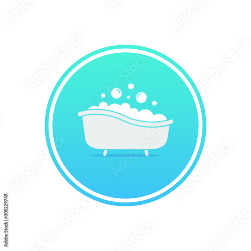 Bathtub with bubbles icon design isolated on white background. Vector illustration