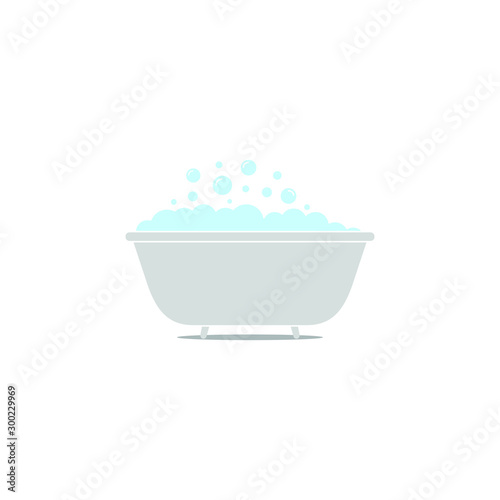 Bathtub with bubbles icon design isolated on white background. Vector illustration