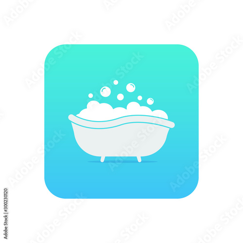 Bathtub with bubbles icon design isolated on white background. Vector illustration