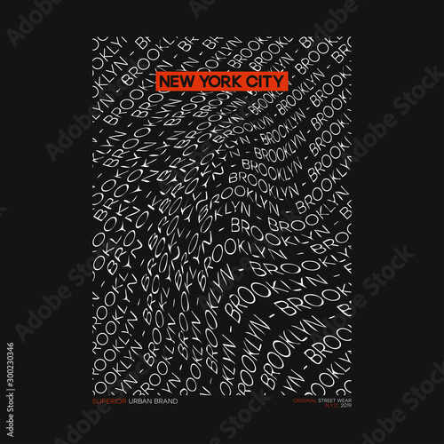 New York, Brooklyn typography for t-shirt design. Urban apparel print with abstract text - Brooklyn. Vector illustration.