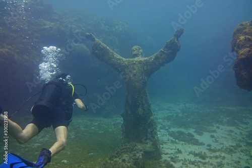 Grenada Underwater Sculpture Park Jesus Statue photo