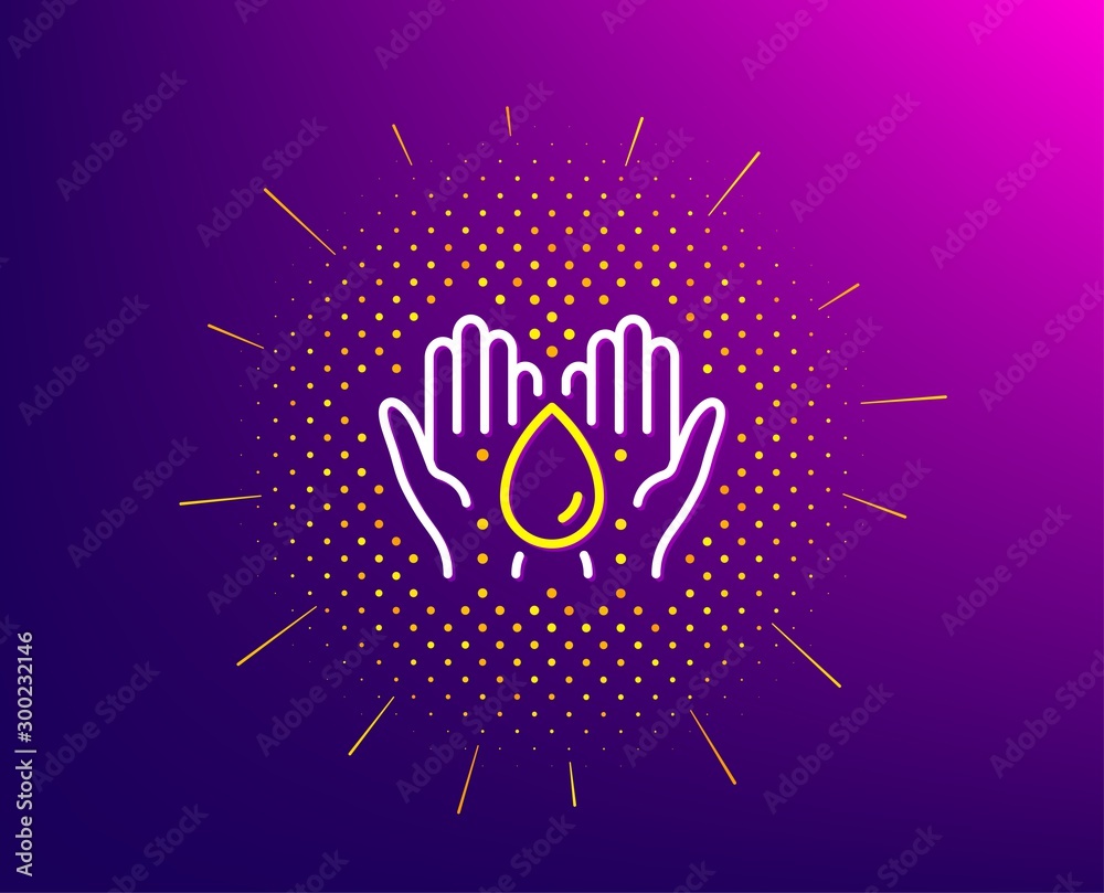 Safe water line icon. Halftone pattern. Fluid sign. Ecology energy symbol. Gradient background. Safe water line icon. Yellow halftone pattern. Vector Safe water line icon. Halftone pattern. Fluid sign. Ecology energy symbol. Gradient background. Safe water line icon. Yellow halftone pattern. Vector