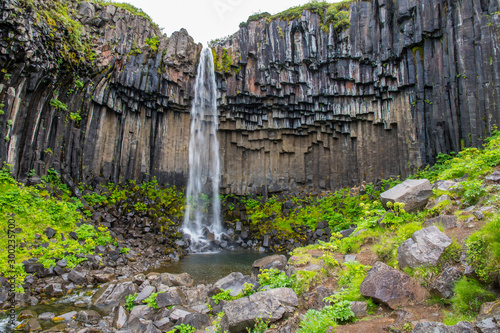 Svartifoss waterfall in Vatnajokull national park in south Iceland
