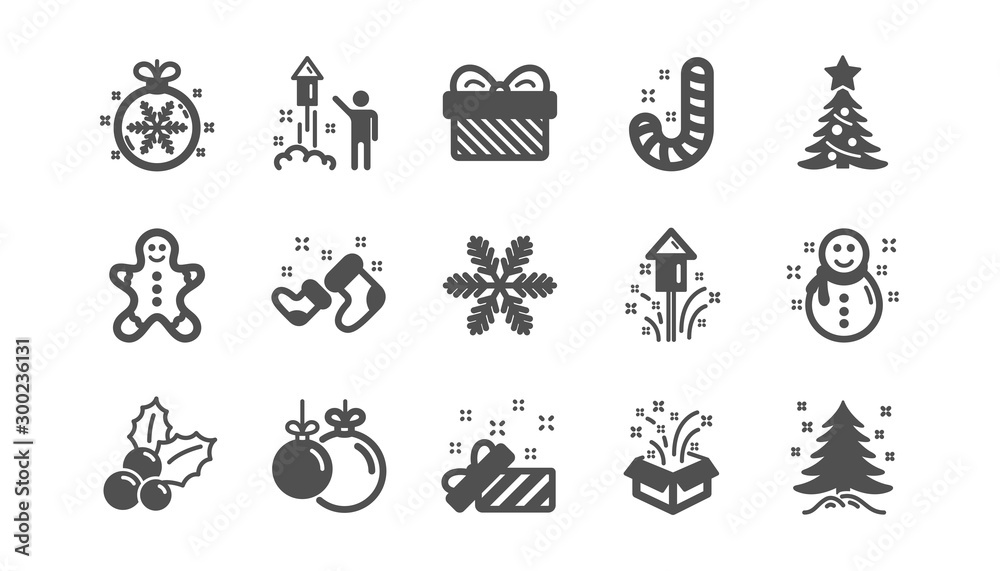 Christmas icons. Santa hat, Snowflake and Gift box. New year classic icon set. Quality set. Vector Christmas icons. Santa hat, Snowflake and Gift box. New year classic icon set. Quality set. Vector