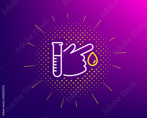 Blood donation line icon. Halftone pattern. Medical analyzes sign. Pharmacy medication symbol. Gradient background. Blood donation line icon. Yellow halftone pattern. Vector