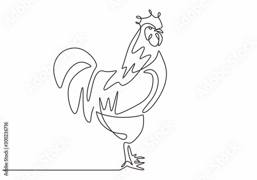Rooster one line drawing vector. Minimalism design of cock animal  illustration. Hand drawn sketch design of chicken good for tattoo or  poster. Stock Vector | Adobe Stock