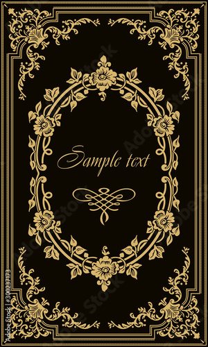 vintage ornate floral ornament golden geometric frame insta