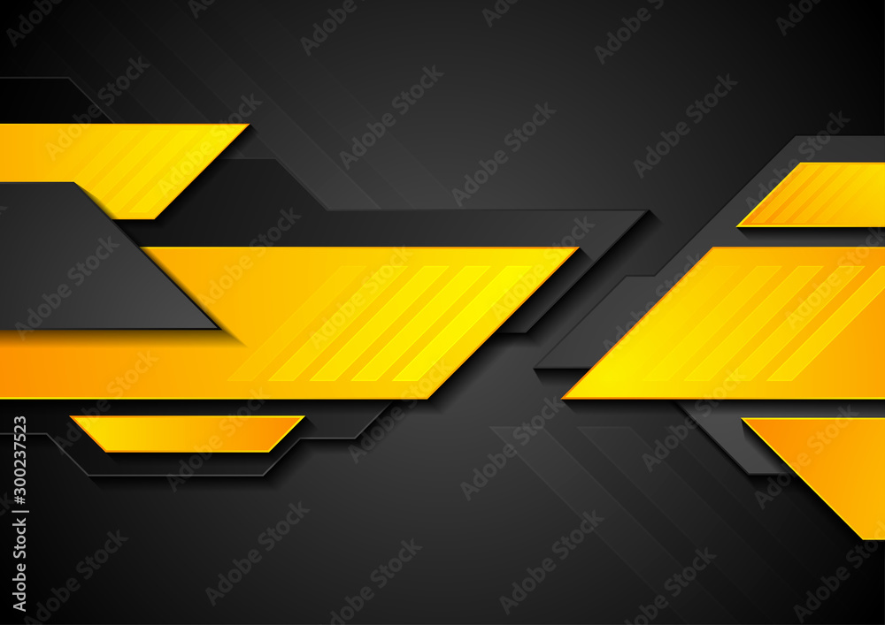 Bright yellow and black technology abstract background. Vector sci-fi design - obrazy, fototapety, plakaty 