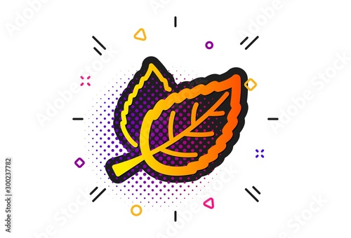 Nature plant leaf sign. Halftone circles pattern. Leaves icon. Environmental care symbol. Classic flat leaf icon. Vector