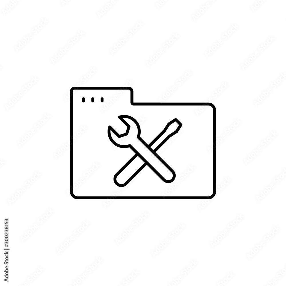 Folder wrench screwdriver icon. Simple line, outline vector of icons for ui and ux, website or mobile application Folder wrench screwdriver icon. Simple line, outline vector of icons for ui and ux, website or mobile application