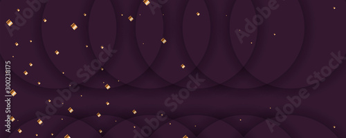Merry Christmas gold frame vector elegant on dark banner design of sparkling lights garland