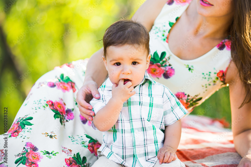 Mom with her son in the park